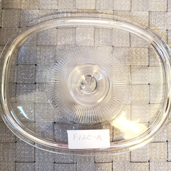 Pyrex F12C Oval Glass Replacement Lid Ribbed Knob Lid Only Callaway French White - Picture 2 of 3